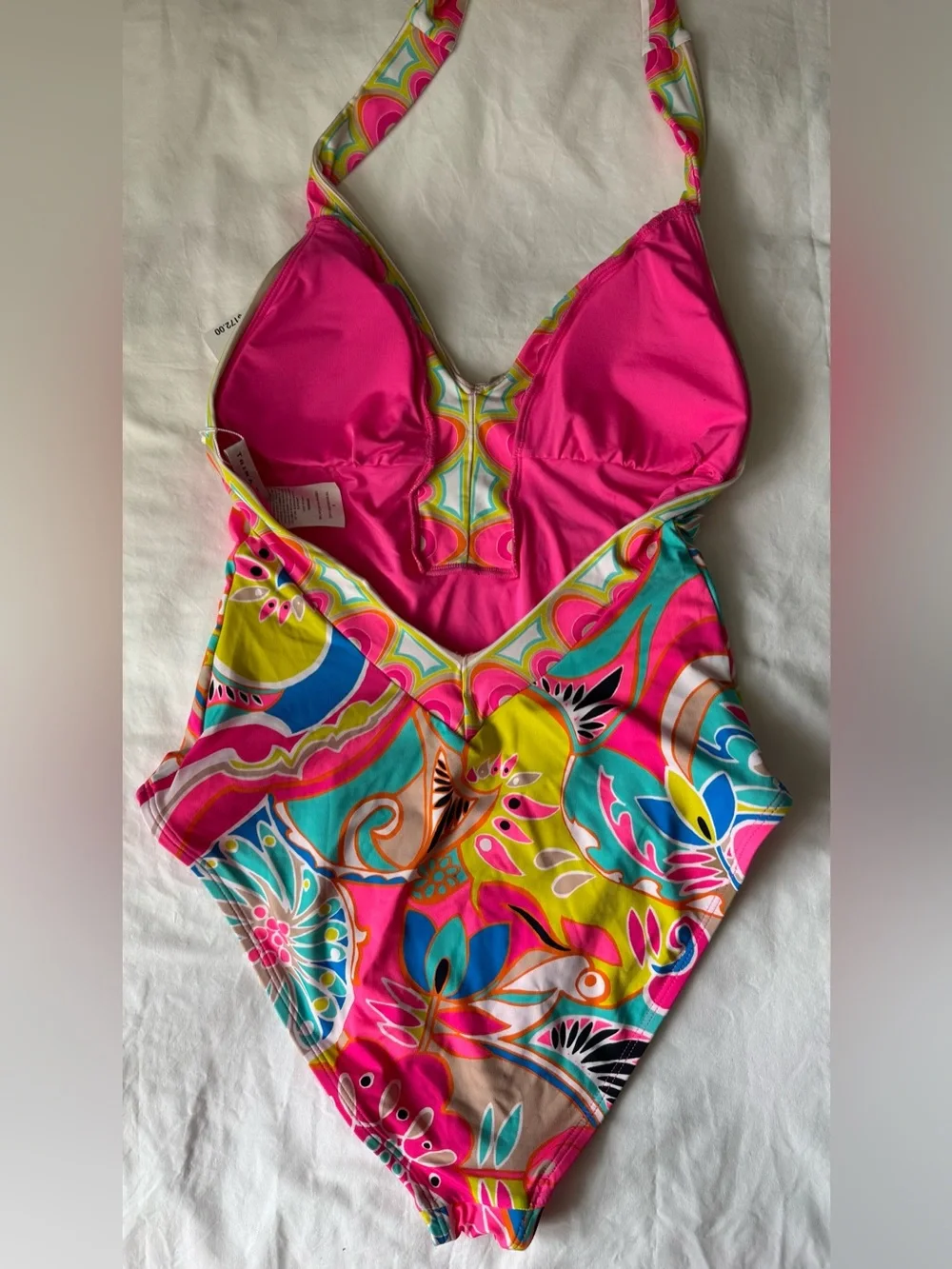 NWT Trina Turk L67232 Women's Multi Venus Plunge One-Piece Swimsuit Size 6